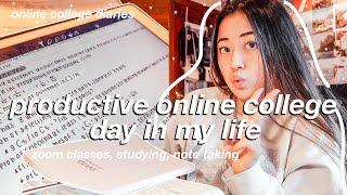 productive & BUSY online college day in my life as a freshman | zoom classes, studying, etc