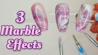 Tutorial for Marble Nails | 3 Beginner Friendly Ways to Create a Marble | How To Create  Marble Nail