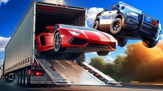 Jumping Cars Out of a Truck to ESCAPE the Police in BeamNG Drive Mods!