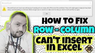 can't insert column in Excel | Can't insert row in Excel In Hindi