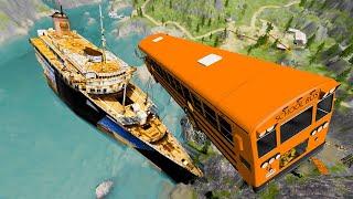 School Bus Crashes & Jumps #5 EpicBeamNGDestruction -  BeamNG.Drive