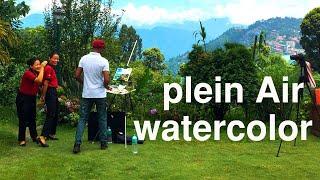 Plein Air Watercolor Painting | Mountain Scenery | Watercolour Demo by Shahanoor Mamun | Outdoor Art