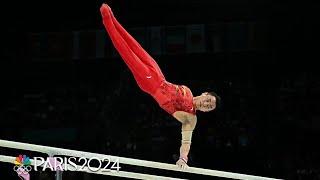 Zou Jingyuan CANNOT BE DENIED, defends Olympic gold on parallel bars | Paris Olympics | NBC Sports