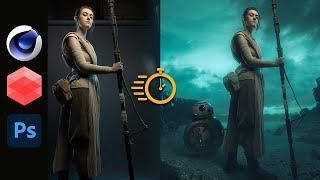 Star Wars Cosplay Composite Time-Lapse:  Rey And BB-8, In Cinema 4D  Redshift And Photoshop