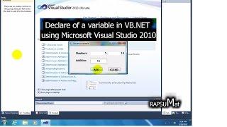 How to Declare a Variable in VB.NET using Microsoft Visual Studio 2010