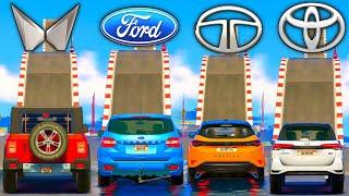 GTA 5: Indian Cars Vs IMPOSSIBLE DEEP 55 feet Water Level Ramp Challenge | GTA 5 MODS!