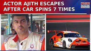 Actor Ajith Kumar's Racing Car Crashes, Spins 7 Times During Dubai 24 Hours Practice | Watch Visuals