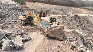 Wow! Super Power Excavator SANY SY500H Huge Stone Moving For Cutting Mountain Building New Road