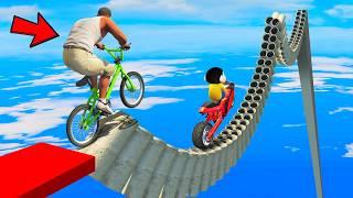 SHINCHAN AND FRANKLIN TRIED THE VERTICLE PIPES BRIDGE & SUPER HEROS PARKOUR CHALLENGE GTA 5