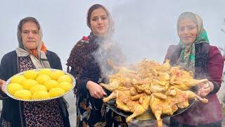 Baking Traditional Tandoori Bread & Cooking Chicken in Foggy Mountain Village