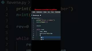 python program to reverse a number. #python #shorts #pythontutorial