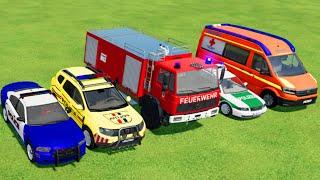 POLICE CAR, AMBULANCE, FIRE TRUCK, COLORFUL CARS FOR TRANSPORTING! -FARMING SIMULATOR 22