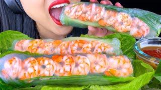 ASMR SHRIMP SEAFOOD SPRING ROLLS (Eating Sounds No Talking) ASMR Phan