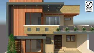 Modern House Render with Vray 3.4  step by step in Sketchup Hindi Tutorial Part-3