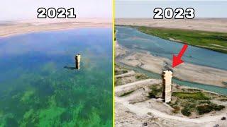 Euphrates river water Level comparison in the same spot 2021 vs 2023