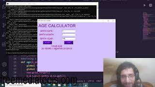 Python 3 Tkinter Age Calculator From Date of Birth in Days,Months and Years GUI Script Desktop App