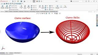 How to apply curve helix on curve surface in solidworks | Using intersection curves to helix |