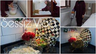 SESSİZ VLOG |Giyinme odası ve yatak odası temizliği Kabak tatlısı / Üzümlü kek /Fırında patates‍