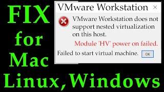 VMware Workstation does not support nested virtualization on this host | Module 'HV' power on failed
