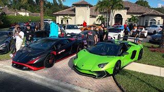 Aventador SV, Huracan STO, 765LT, Hellcats BLASTING to Supercar Saturdays Florida - Mansion Rally