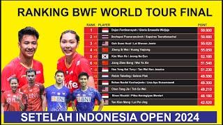 RANKING BWF World Tour Finals Setelah Indonesia Open 2024 - Dejan / Gloria di Peringkat 1