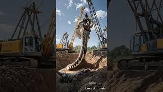 The excavator dug up a giant python nest  #giantpython