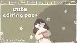 CUTE EDITING PACK | (intro, font, music, sound effect, green screen)