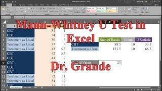 Mann-Whitney U Test in Excel