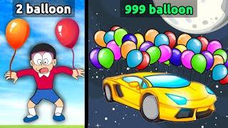 Nobita Fly to Space with 999 Balloons  || Funny Game