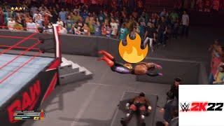 WWE 2k22 - How to put your opponent through the Announce table with a flying splash ( Rey Mysterio )