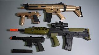 REALISTIC TOY GUNS - Airsoft Gun - Gold Gun FN SCAR -  SA80 or L85 - Tec-9- Desert Eagle -collection