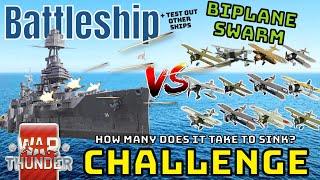 BATTLESHIP VS BIPLANE SWARM - How Many Does It Take? - WAR THUNDER