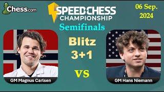 Magnus Carlsen vs Hans Niemann | Blitz 3+1 | Speed Chess Championship 2024 | Semifinals