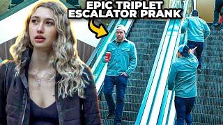 Triplet Time Traveler Escalator Prank