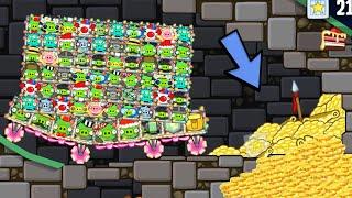 Bad Piggies - ALL DIFFERENT PIGGIES AND ALIEN PIGGIES FINDING GOLD IN LONGEST TRAIN!