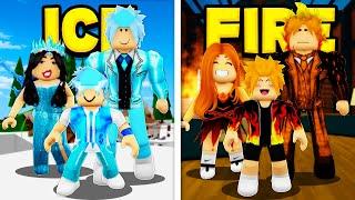 ICE FAMILY vs FIRE FAMILY in Roblox BROOKHAVEN RP!!