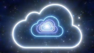 Neon Cloud Shape Tunnel Moving in Dark Blue Night Sky Glowing Lights 4K TikTok Trend Background