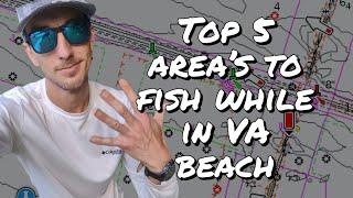 Top 5 hotspots in VA Beach. Fishing from shore or from a boat. Cobia-Flounder-Spadefish & much more!