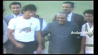 World Cup 1987 Semi Final Presentation Ceremony. Imran Khan , Abdul Qadir, President Zia Ul Haq