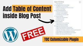 How to Add Table of contents (TOC) inside in Blog post to WordPress Website Hindi/Urdu | Dot Mentor