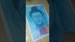 oil pastel drawing of Gautam Buddha #drawing #viralvideo #art