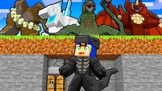 GAROTO GODZILLA Vs CAÇADORES KAIJUS no Minecraft! (Shimo,King Ghidora)