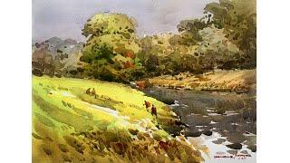 Step by Step Watercolour Landscape Painting Tutorial | Watercolor Demo by Shahanoor Mamun