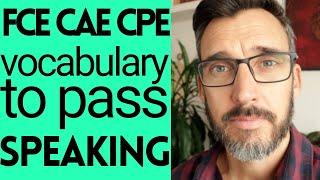 Vocabulary to pass the Speaking paper of Cambridge English exams. FCE tips || CAE tips || CPE tips