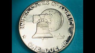 1976 US Proof Dollar Coin - Moon Liberty Bell Reverse Eisenhower 1776-1976 Bicentennial