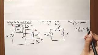 Voltage and current division circuit practice problem solution