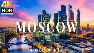 Moscow 4K drone view  Flying Over Moscow | Relaxation film with calming music - 4k HDR
