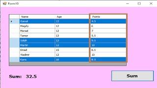 Visual basic .net: how to get the sum of selected rows  datagridView column values