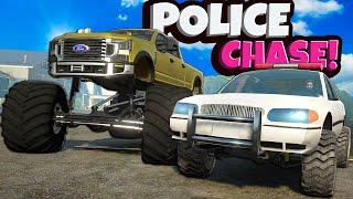 MONSTER TRUCK Police Chase Ends in DISASTER in Snowrunner Mods!