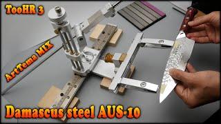 Sharpening a knife from Damascus steel AUS-10 with a cheap diamond whetstones from Amazon Aliexpress